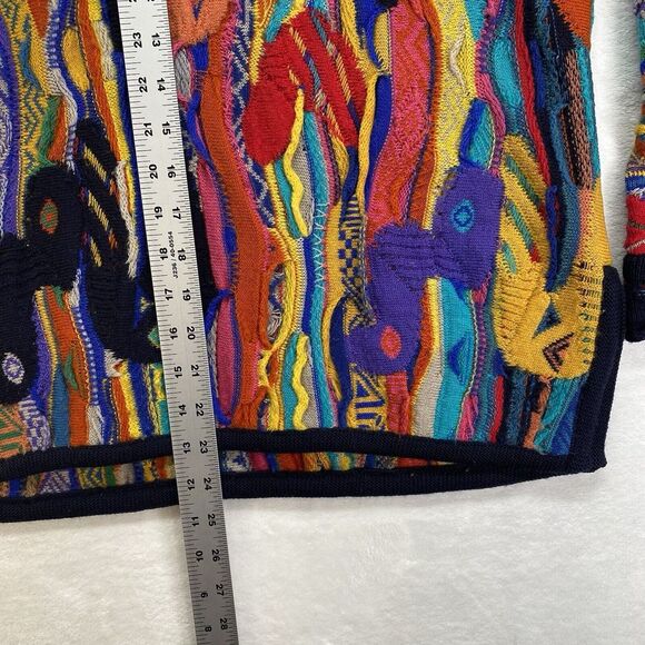 COOGI Australia Sweater M Vintage‎ half zip Colorful Rainbow wool cosby 3d knit - Picture 7 of 10